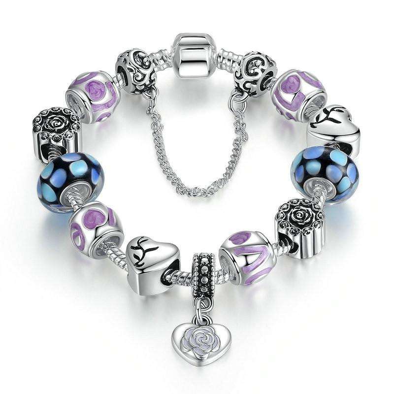 Flower Heart Charms Bracelet Set Promo - Surpriceme.com