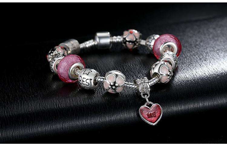 Hanging Heart Charm Bracelet Set - Surpriceme.com