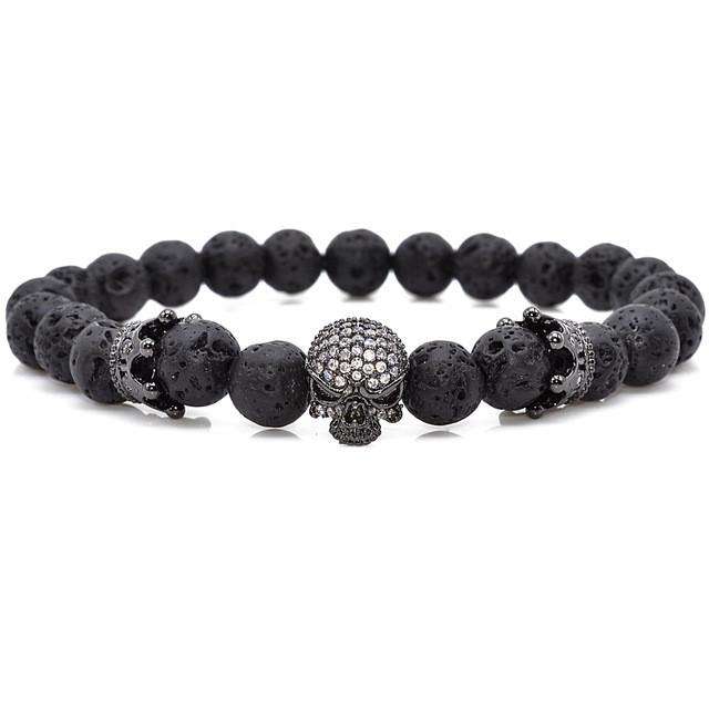 Luxury Lava Stone Skull Bracelet - Surpriceme.com
