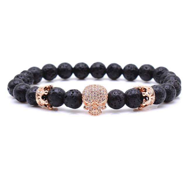 Luxury Lava Stone Skull Bracelet - Surpriceme.com