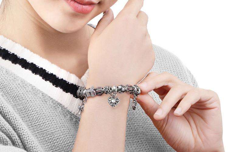 Luxury Silver Charm Bracelet Set - Buy 1 FREE 1 - Surpriceme.com
