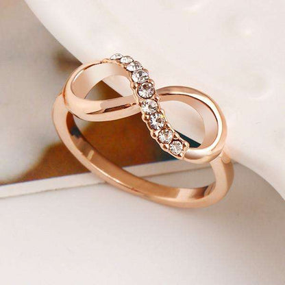 Rose Gold Plated Infinity Ring with Crystal - Surpriceme.com