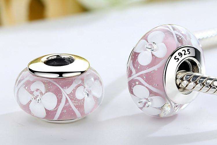 Signature Pink Field Of Flowers Murano Glass Beads - Surpriceme.com