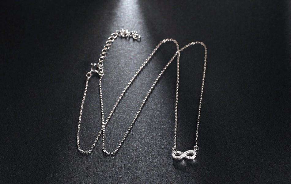 Silver Plated Necklace Infinity Pendant with Clear Crystal Pavé - Surpriceme.com